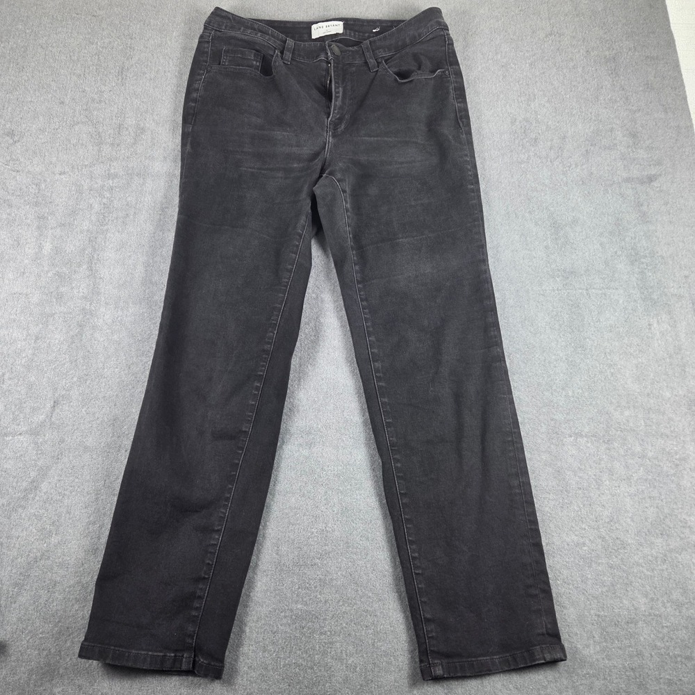 Lane Bryant Signature‎ Fit Mid-Rise Straight Leg Jeans Black Size 14 Flex Magic